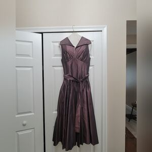 Rickie Freeman/Teri Jon Taffeta deep burgundy sleeveless belted  48 inches long